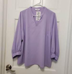 NWT AVARA Marian Lilac In Color Top Size Large, Business Casual Colorful Ret $54